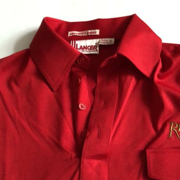 Lancer M Red Polo collar short sleeve Vintage Pocket split hem Excellent Conditi - Picture 6 of 9